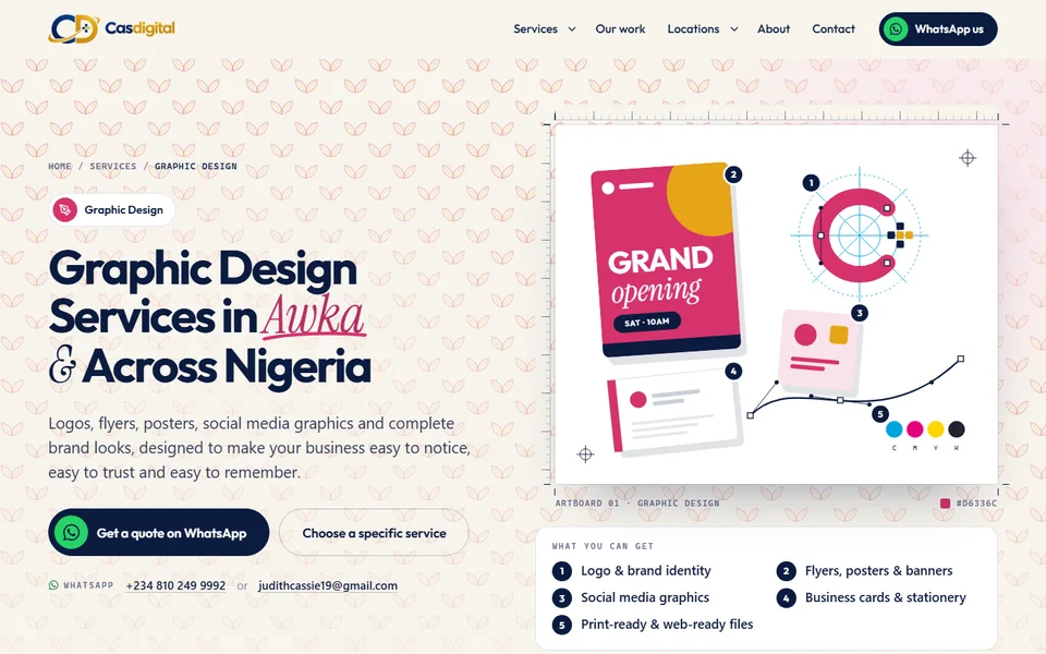 A service page: graphic design